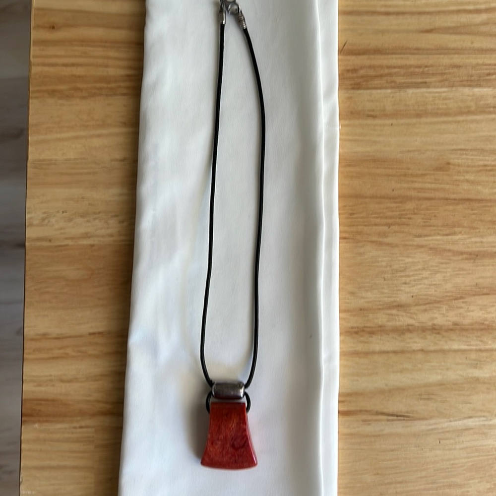 Silpada Red Coral Pendant Necklace with Black Cord